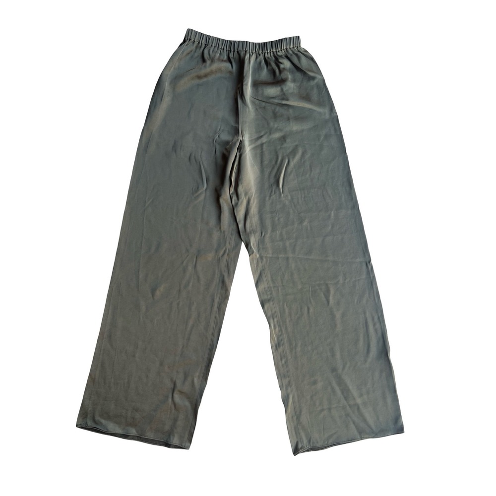Jenni Kayne $345 Demi Green Satin Wide-Leg Elastic Waist Pants Luxe Trousers